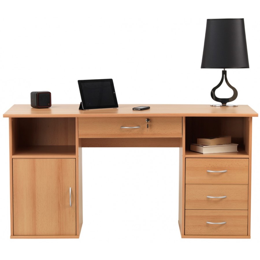 Dallas Beech Workstation with Storage